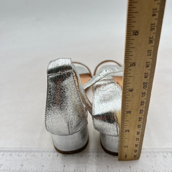 XYD Silver Open Toe Sandals Buckled Low Chunky Heel with Ankle Strap for Wedding - Picture 5 of 8